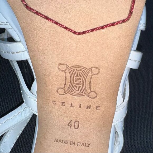 Celine, White Stiletto High Heeled Strappy Sandal Pumps Ankle Buckle Women’s 9.5 - Picture 7 of 9